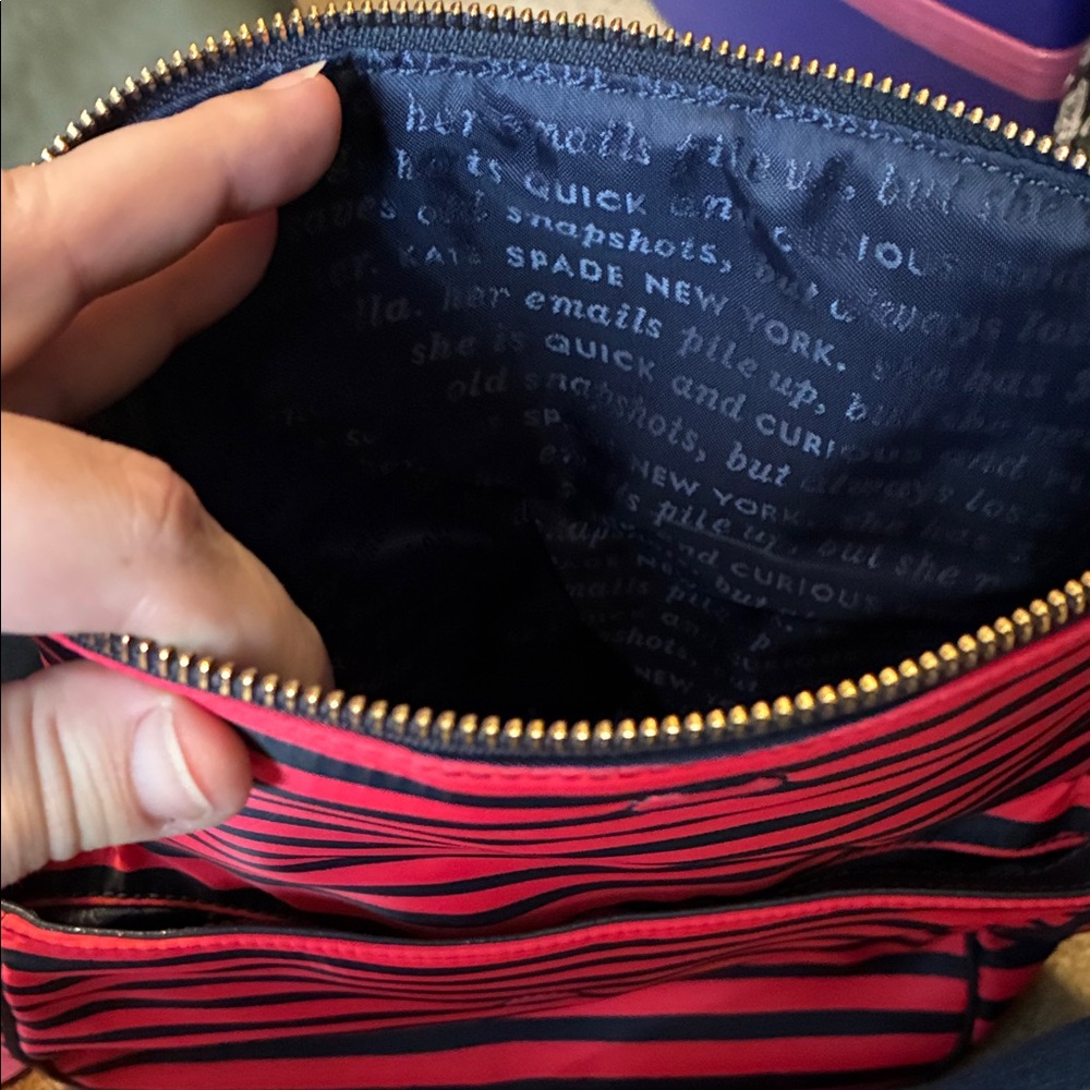 kate spade Pink & Navy Striped Shoulder Bag - Picture 2 of 6